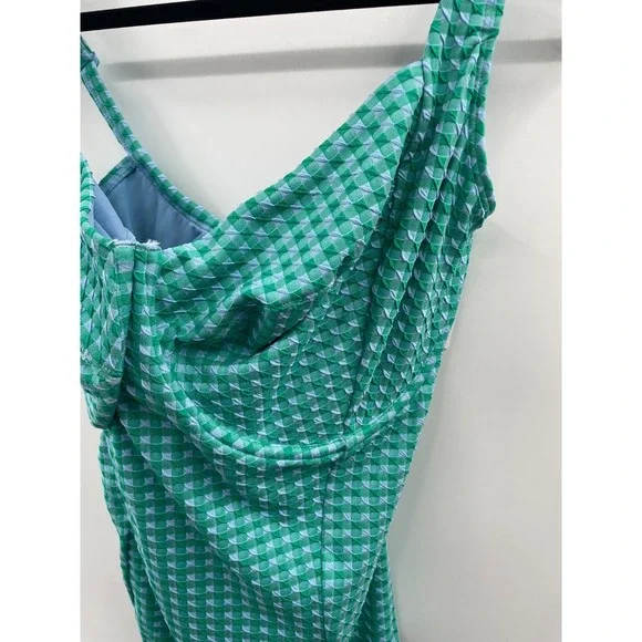 NWT Panache Swim Paloma Balcony Swimsuit Women's 32JJ Green Gingham Summer Beach